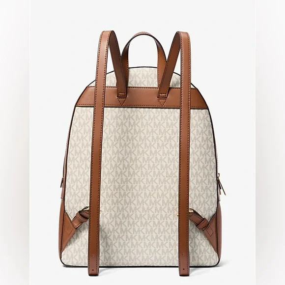 🧡SALE‼️🧡NWT Michael Kors $558 Large Jaycee Logo Vanilla Backpack with MK Print - Picture 2 of 5